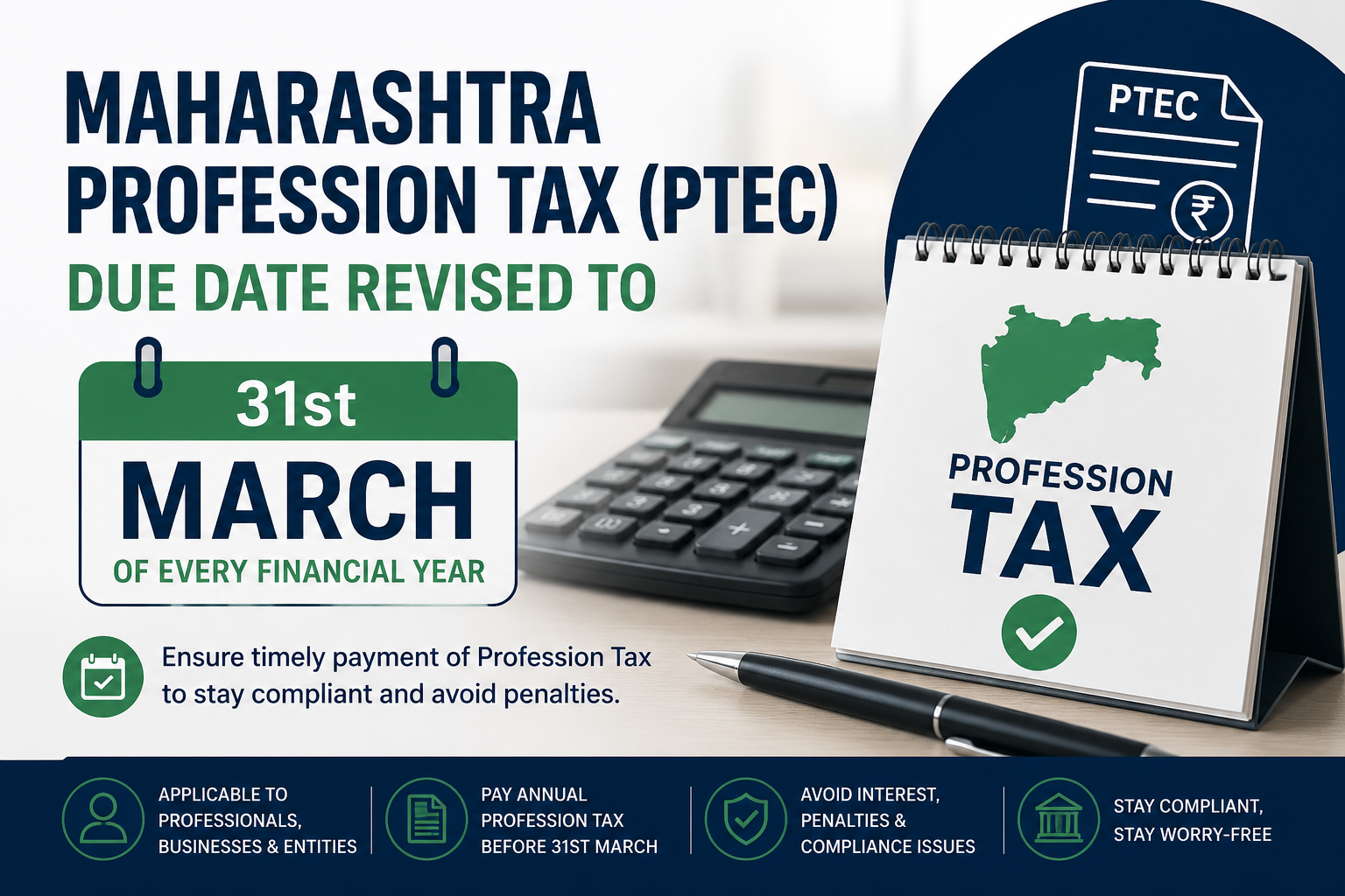 Maharashtra Profession Tax (PTEC) Due Date Revised to 31st March – What Taxpayers Need to Know